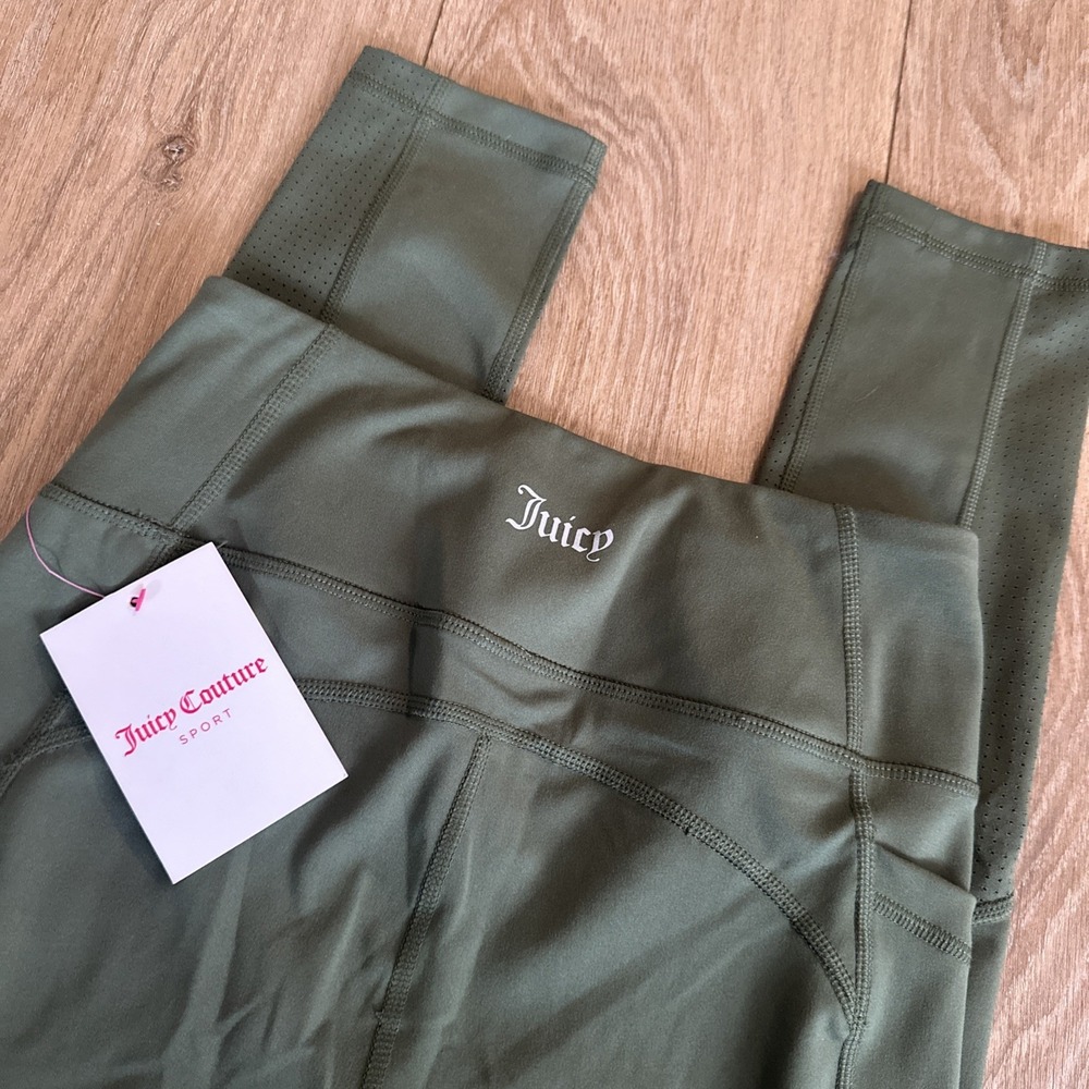 Juicy Couture Sport Women's X-Small Cypress Green Leggings Stretch NEW